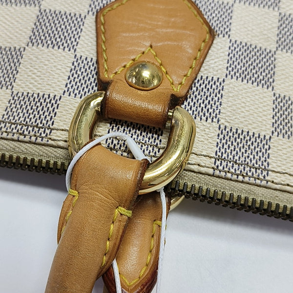 SALEYA PM Damier Azur Coated Canvas White