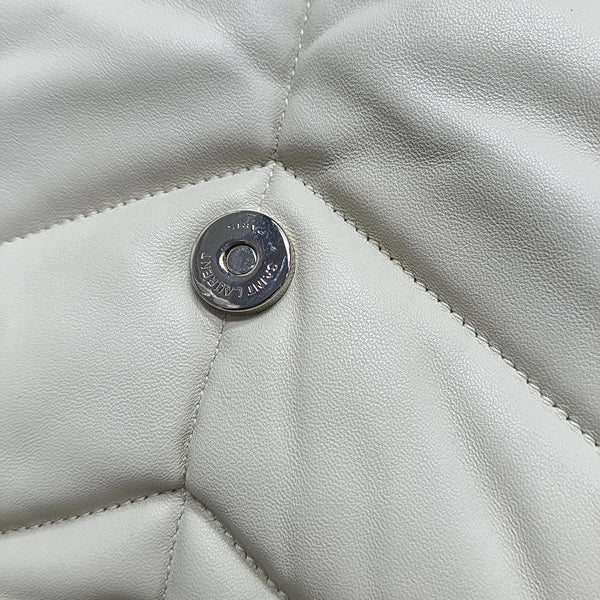 LOULOU Medium Quilted Lambskin White