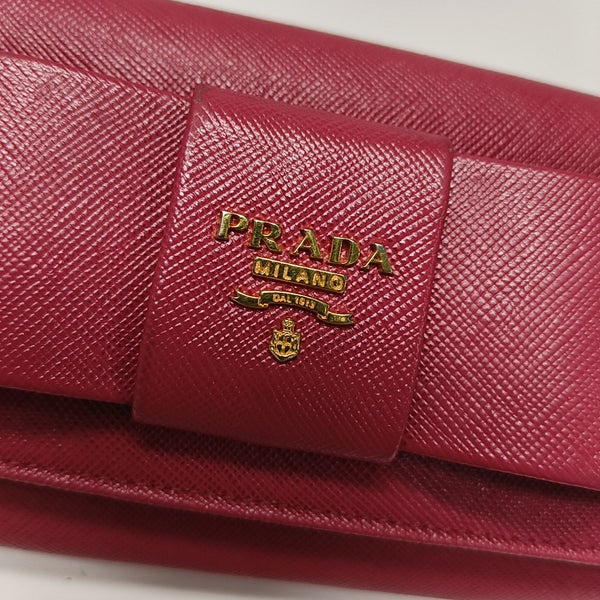 Fiocco Bow Calfskin Red Wallet