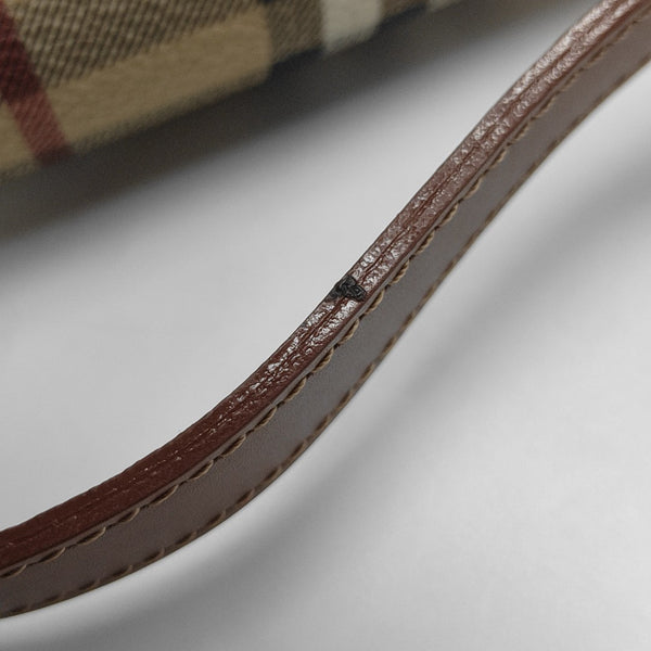Coated Canvas Top Handle Bag Brown
