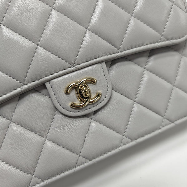 Quilted Lambskin Backpack Gray