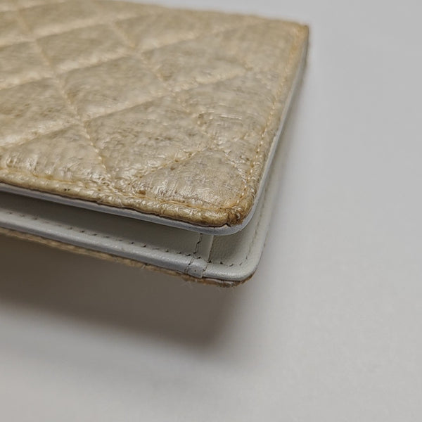 Quilted Special Material Wallet Beige
