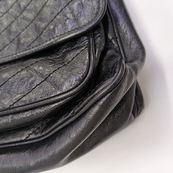 NIKI Large Chevron Calfskin Black