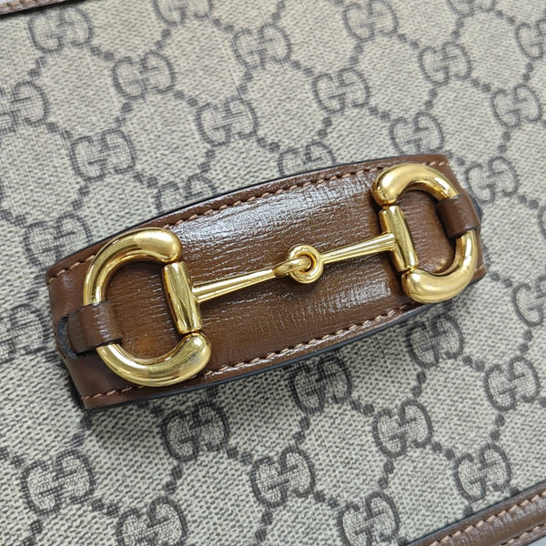 Horsebit 1955 Medium Monogram Coated Canvas Beige
