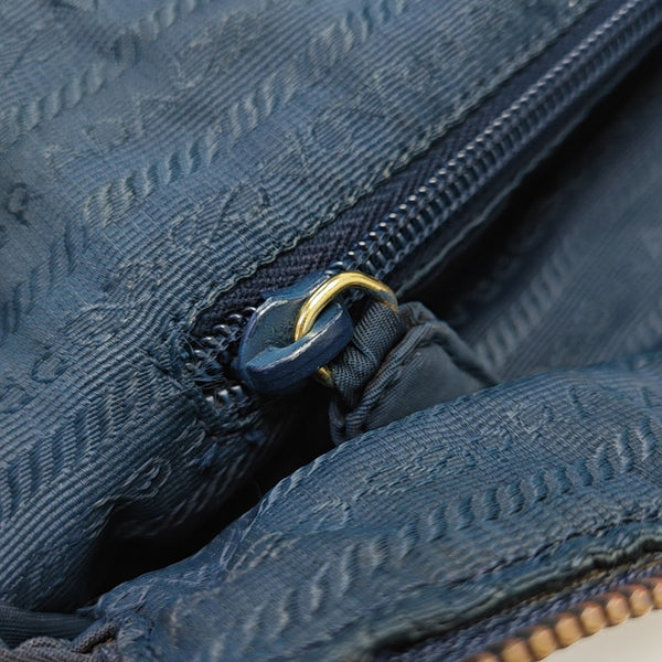 Quilted Nylon Shoulder Bag Blue