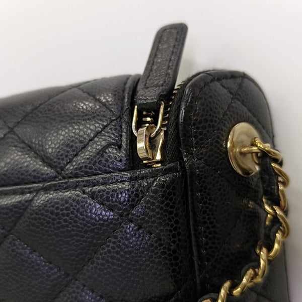 VANITY CASE Mini Quilted Grained Calfskin Black