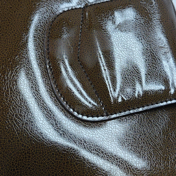 Patent Leather Top Handle Bag Brown