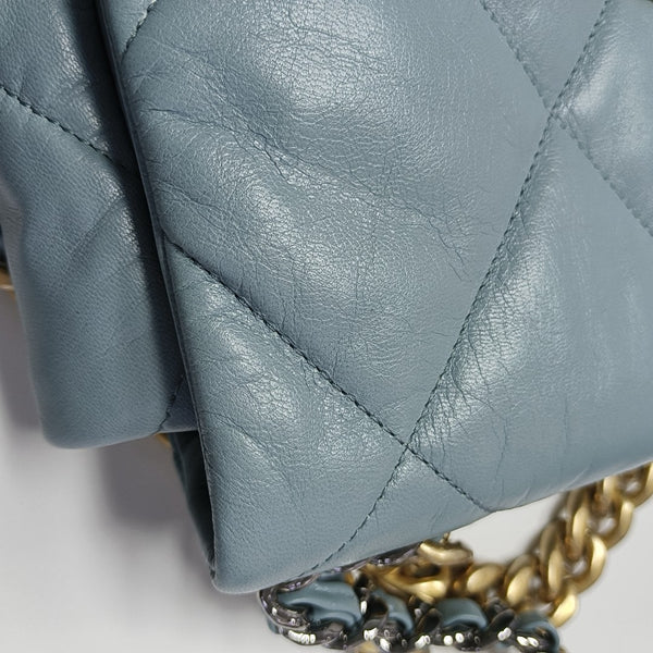 CHANEL 19 Large Quilted Lambskin Blue