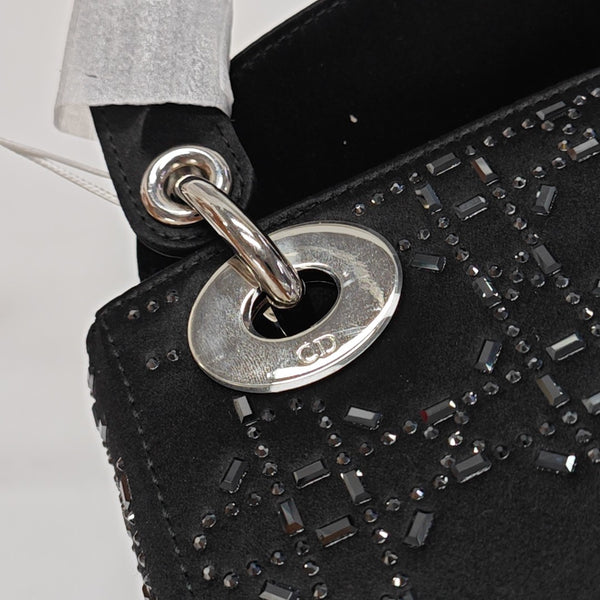 Lady Dior Mini Cannage Silk Satin Black