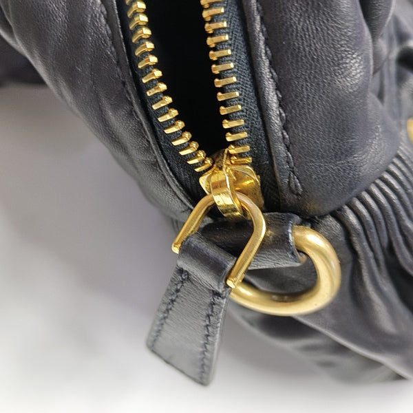 Quilted Lambskin Shoulder Bag Black
