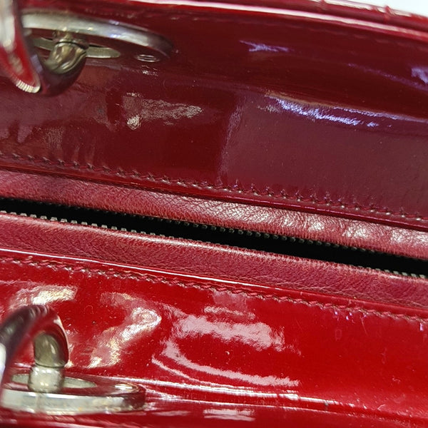 Authenticated pre-owned Lady Dior Large Cannage Patent Leather Red - Tote Bag at Looply