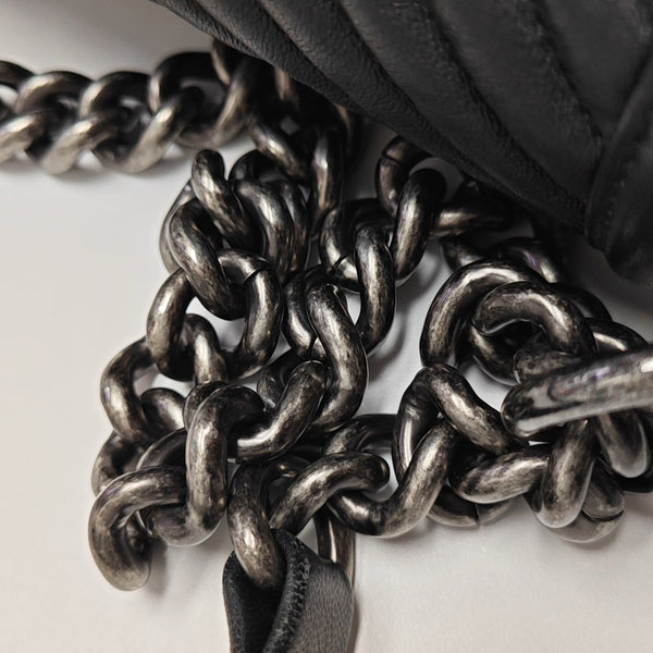 BOY CHANEL Medium Chevron Lambskin Black