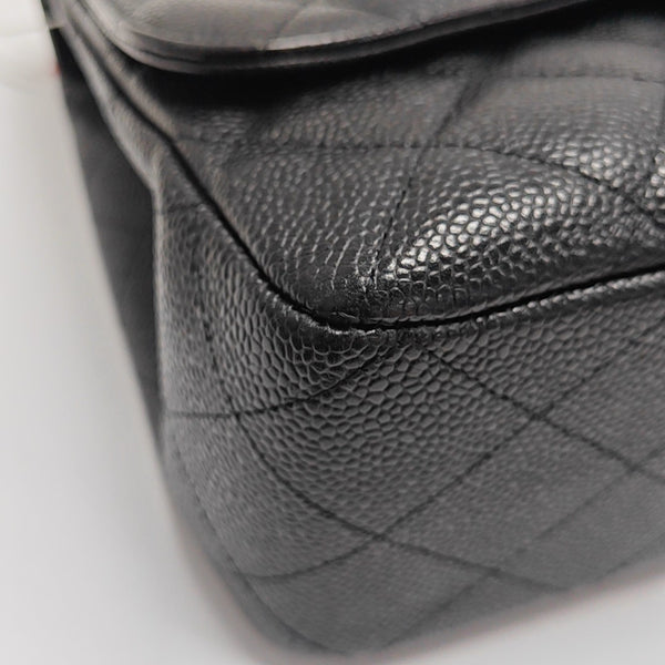 Quilted Grained Calfskin Shoulder Bag Large Black