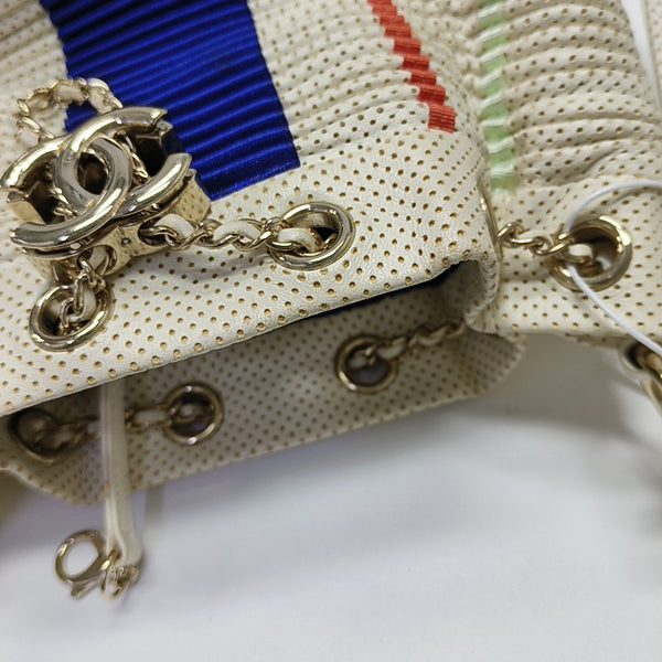 Quilted Lambskin Bucket Bag Beige