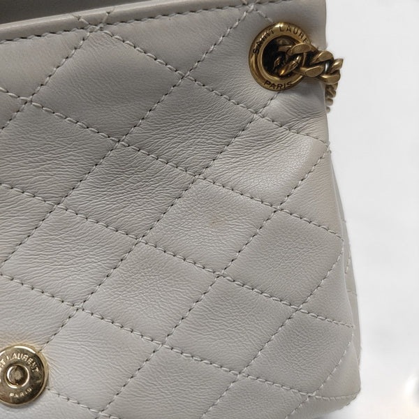 Quilted Lambskin Shoulder Bag White
