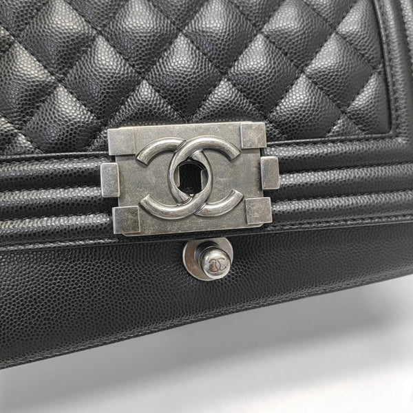 BOY CHANEL Small Quilted Grained Calfskin Black