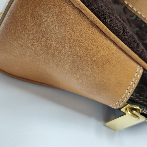 Suede Top Handle Bag Brown