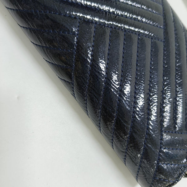 Chevron Patent Leather Wallet Blue