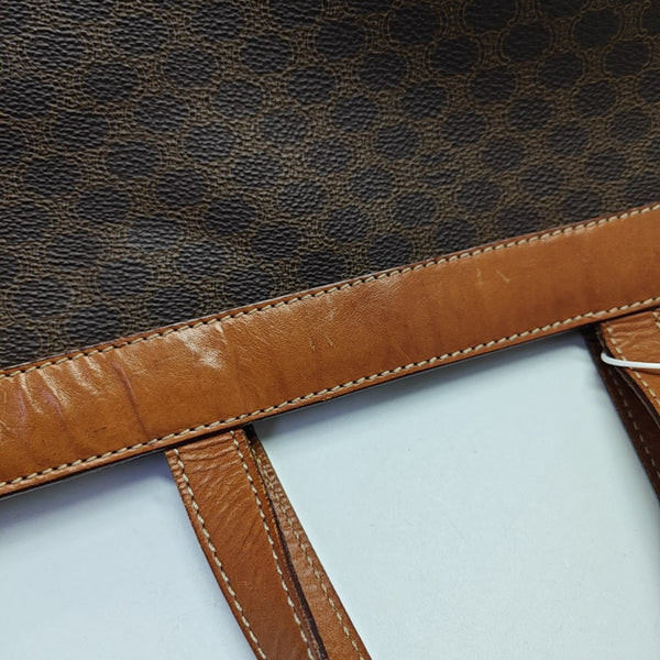 Coated Canvas Top Handle Bag Brown