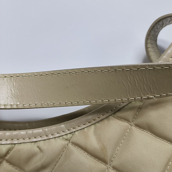 Quilted Nylon Shoulder Bag Beige
