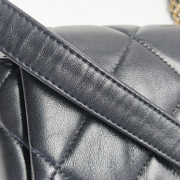 Quilted Lambskin Shoulder Bag Black