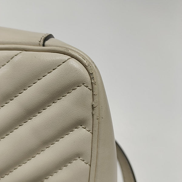 GG Marmont Medium Quilted Calfskin White
