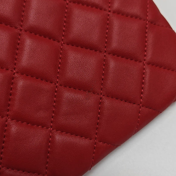 Quilted Lambskin Clutch Red