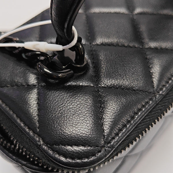 BOLSOS DE COSMÉTICOS VINTAGE Piel de Cordero Acolchada Negra