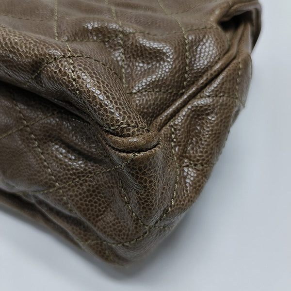 Quilted Calfskin Shoulder Bag Brown