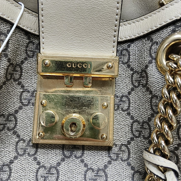 Padlock Small Monogram Coated Canvas Beige