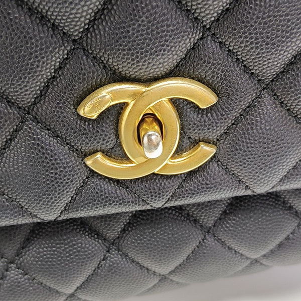 COCO HANDLE Medium Quilted Grained Calfskin Black