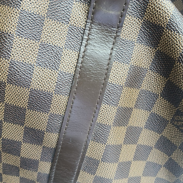 KEEPALL 55 Damier Ebene Coated Canvas Brown