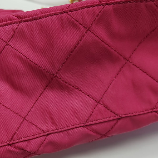 Quilted Nylon Tote Bag Red