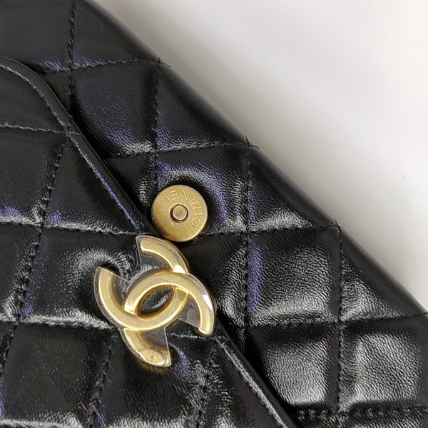 Quilted Lambskin Shoulder Bag Black