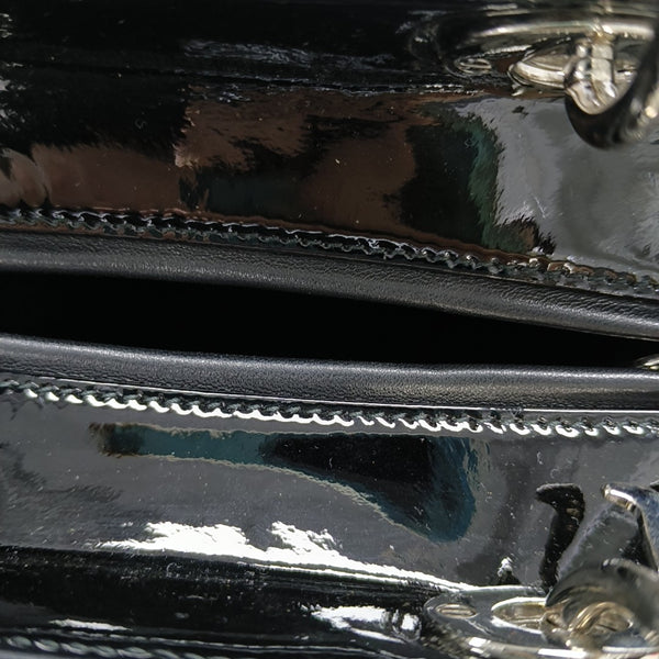 Lady Dior Medium Cannage Patent Leather Black