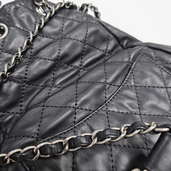 Quilted Calfskin Backpack Black