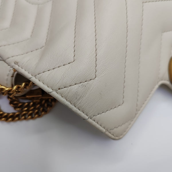 GG Marmont Mini Quilted Calfskin White