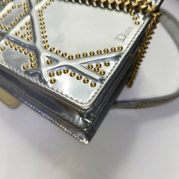 Authenticated pre-owned Diorama Cannage Calfskin Silver - Crossbody Bag at Looply