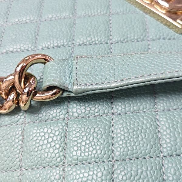 BOY CHANEL Medium Quilted Grained Calfskin Blue