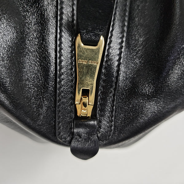 Calfskin Top Handle Bag Black