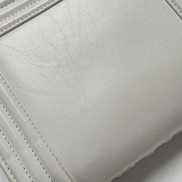 BOY CHANEL Mini Quilted Calfskin White