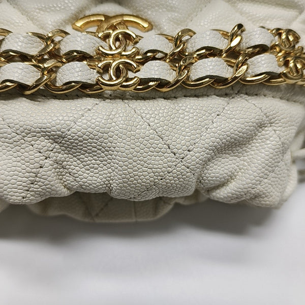 DRAWSTRING Quilted Grained Calfskin White