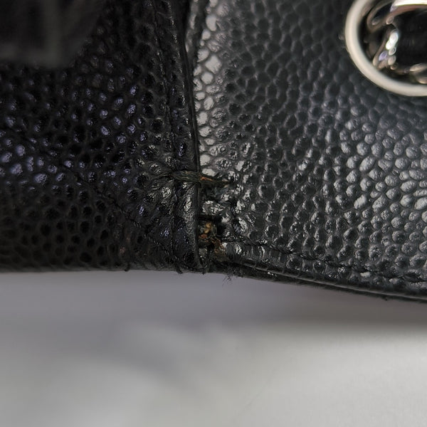 Quilted Grained Calfskin Shoulder Bag Large Black
