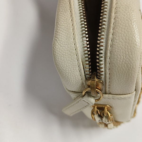 Mini Quilted Grained Calfskin White