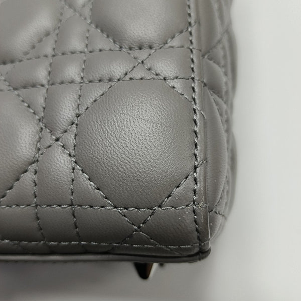Lady Dior Small Cannage Lambskin Gray