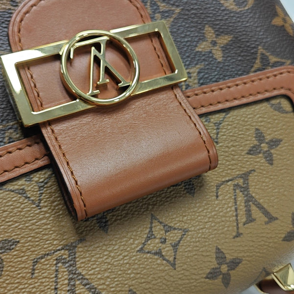 Monogram Coated Canvas Backpack PM Brown
