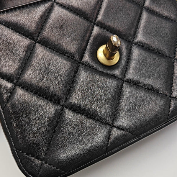 Quilted Lambskin Shoulder Bag Black