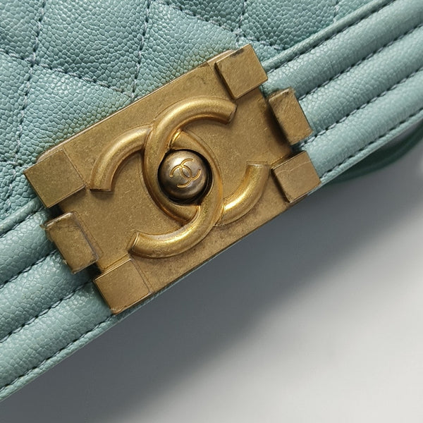 BOY CHANEL Medium Quilted Grained Calfskin Blue