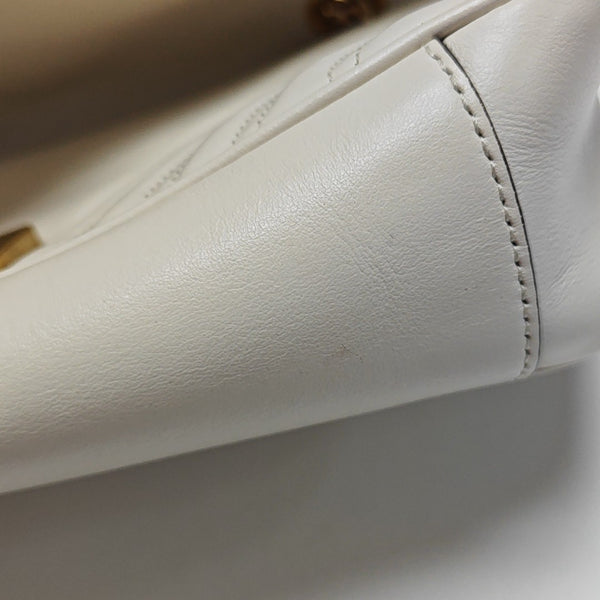 GG Marmont Medium Quilted Calfskin White