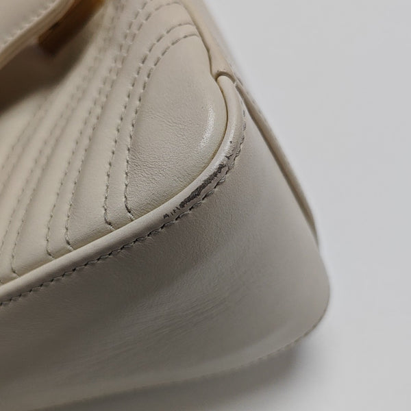 GG Marmont Mini Quilted Calfskin White